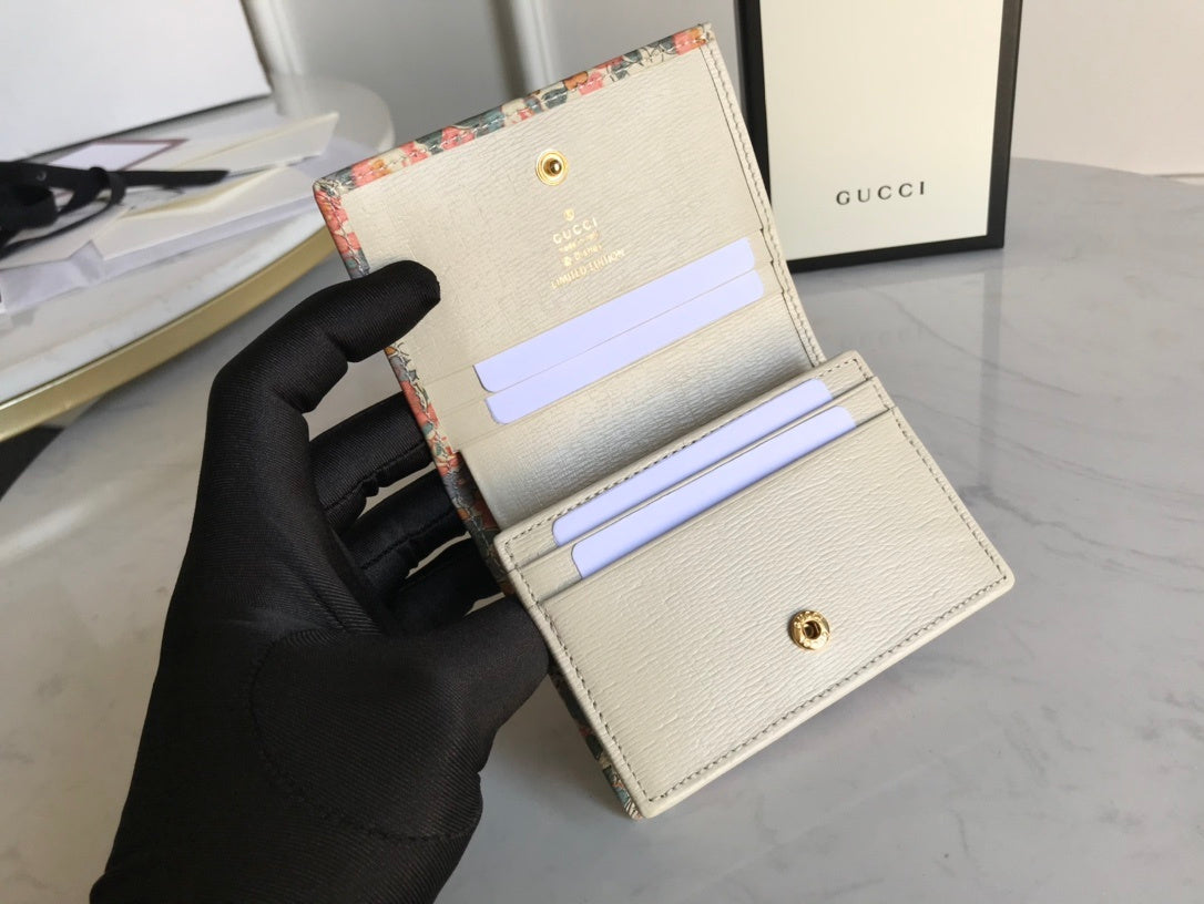 Gucci Horsebit 1955 Flora Card Case Wallet 11cm