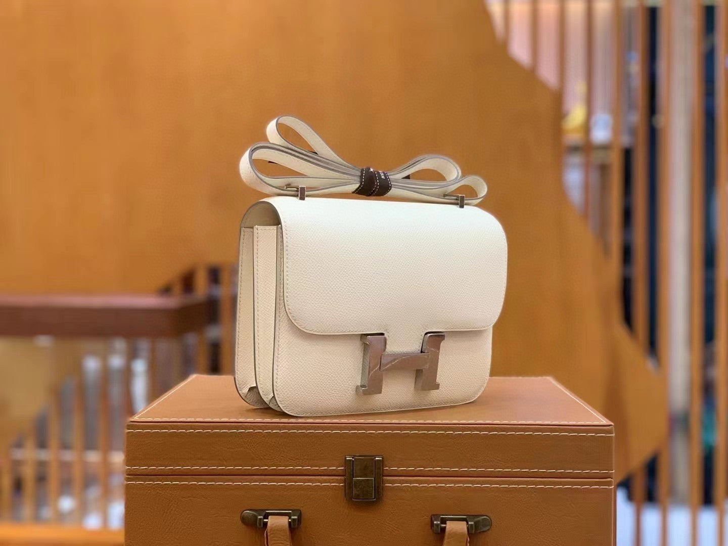 Hermes Constance Shoulder Bag 23cm White