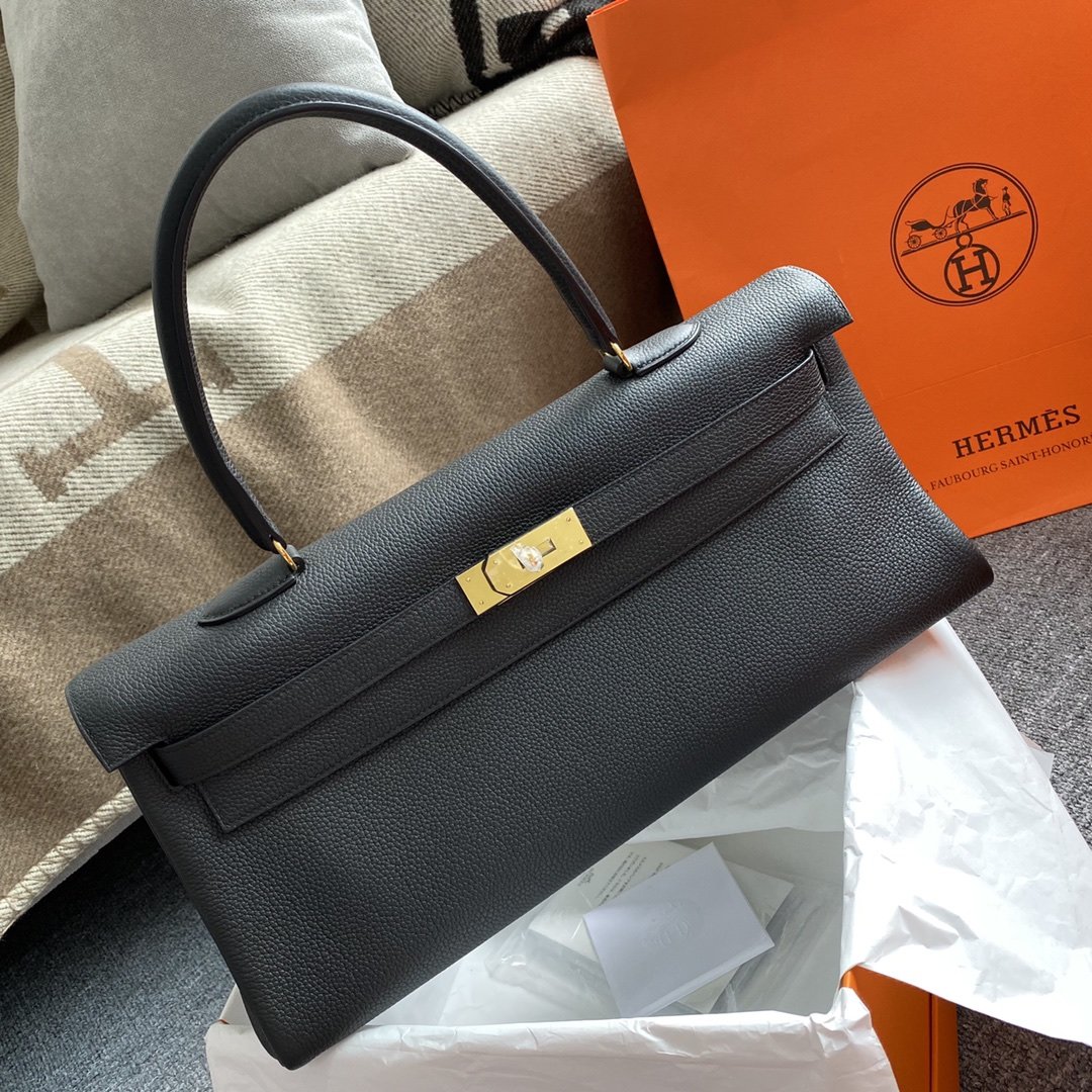 Hermes Shoulder Kelly CK37 42 cm Black