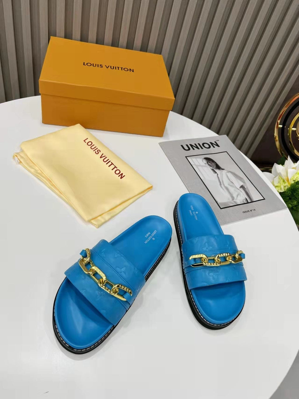 Louis Vuitton Unset Flat Comfort Mule Blue