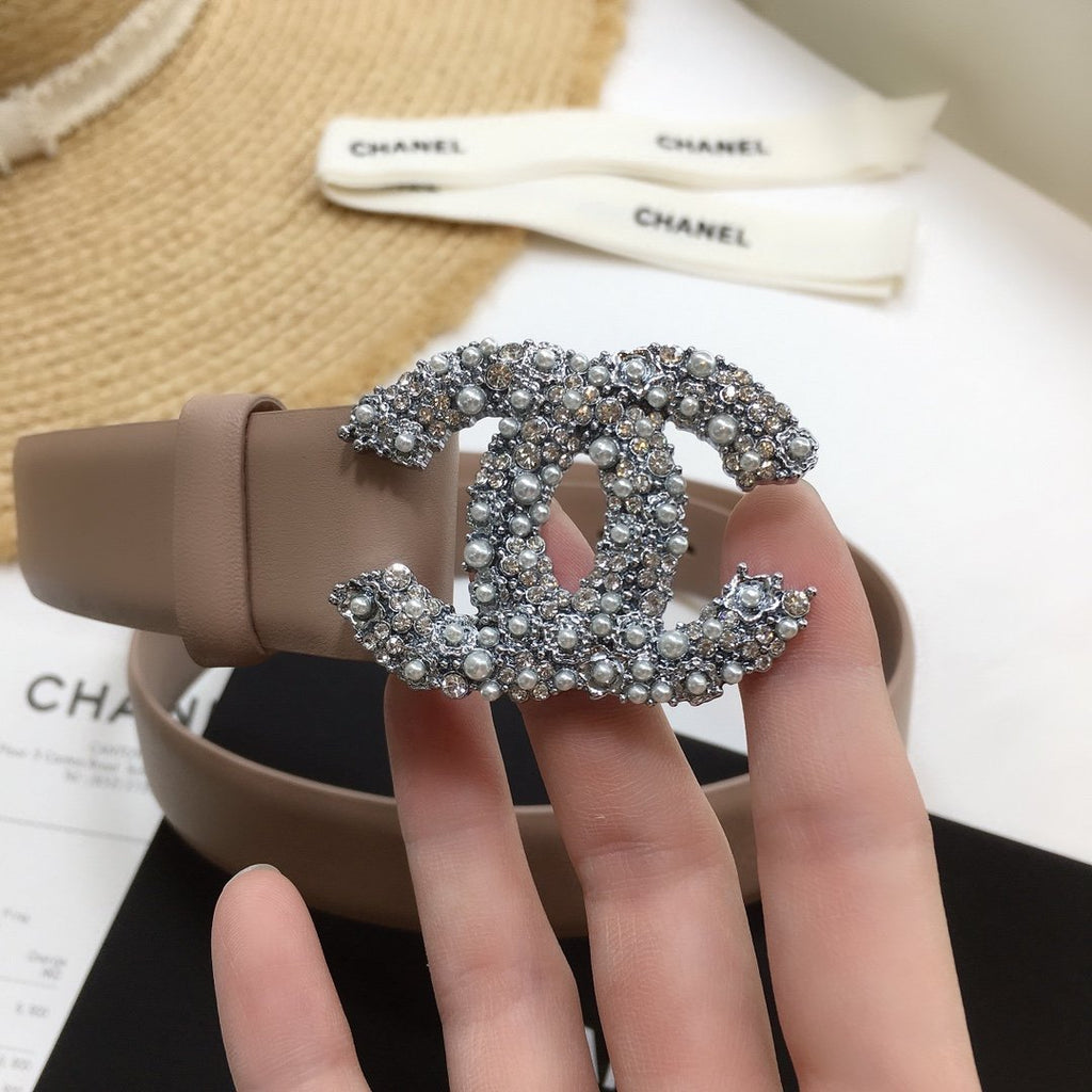 Chanel Belt With Beaded Buckle Pink