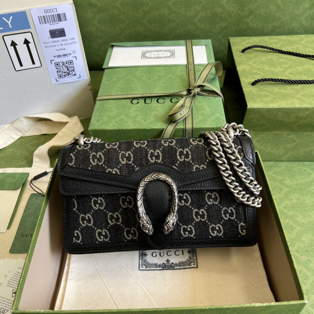 Gucci 499623 Dionysus Small GG Shoulder Bag 25cm Black