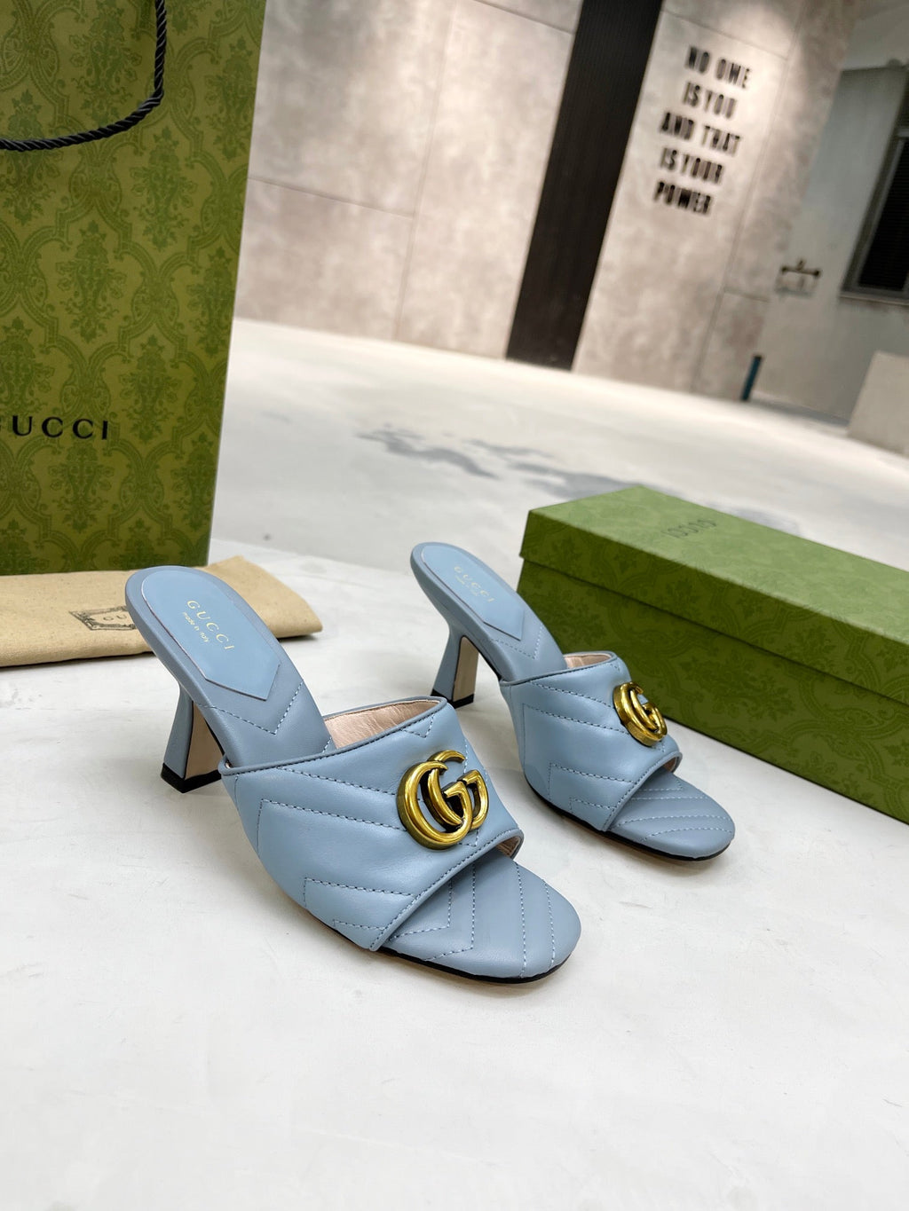 Gucci Double G Slide Sandal Blue