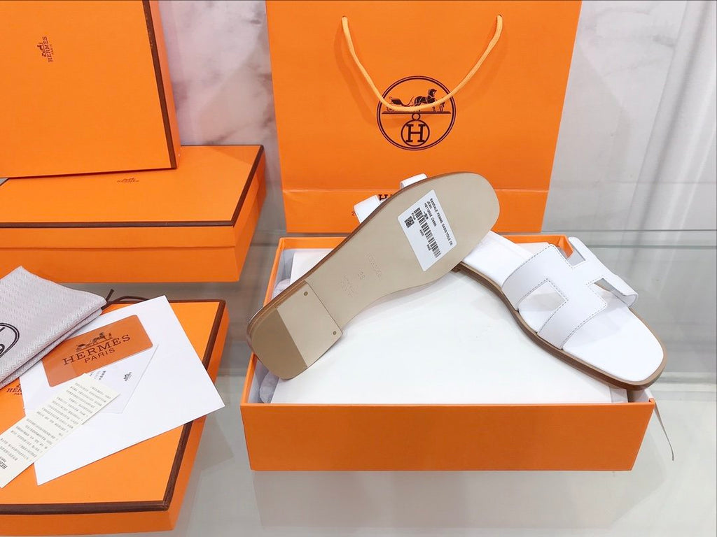 Hermes Oran Sandal White