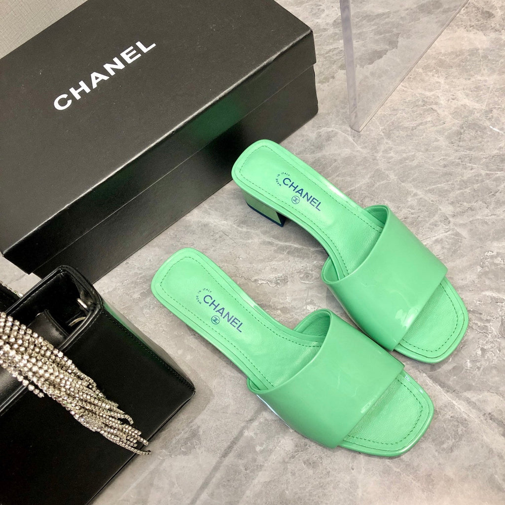 Chanel Mules Green