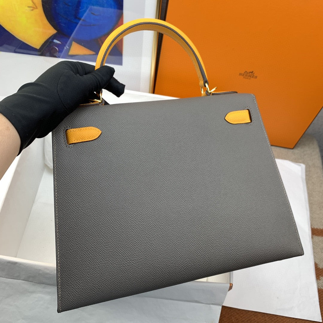 Hermes Kelly 28 Togo Gold Hardware Dark Brown