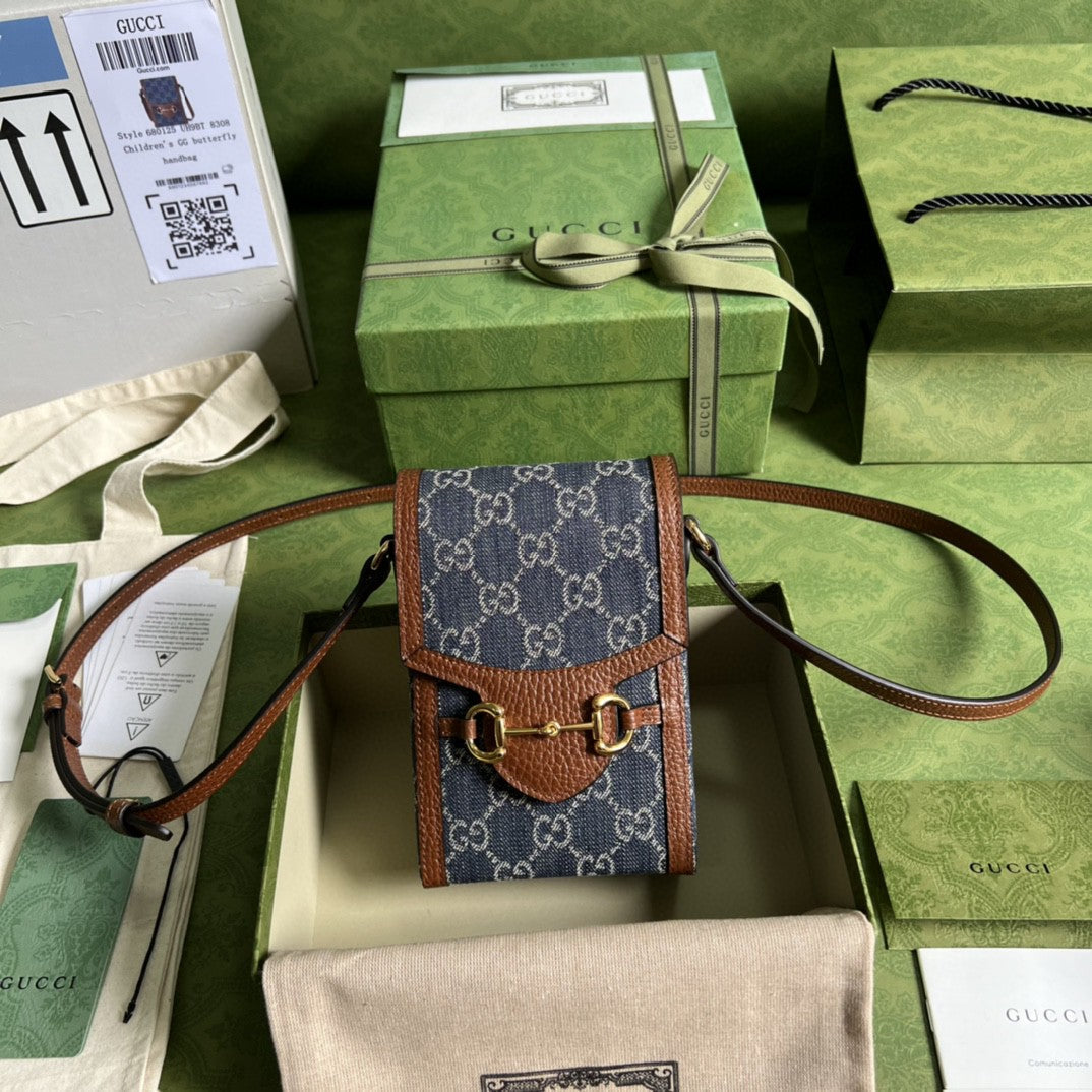 Gucci 625615 Horsebit 1955 Mini Bag 12cm Blue