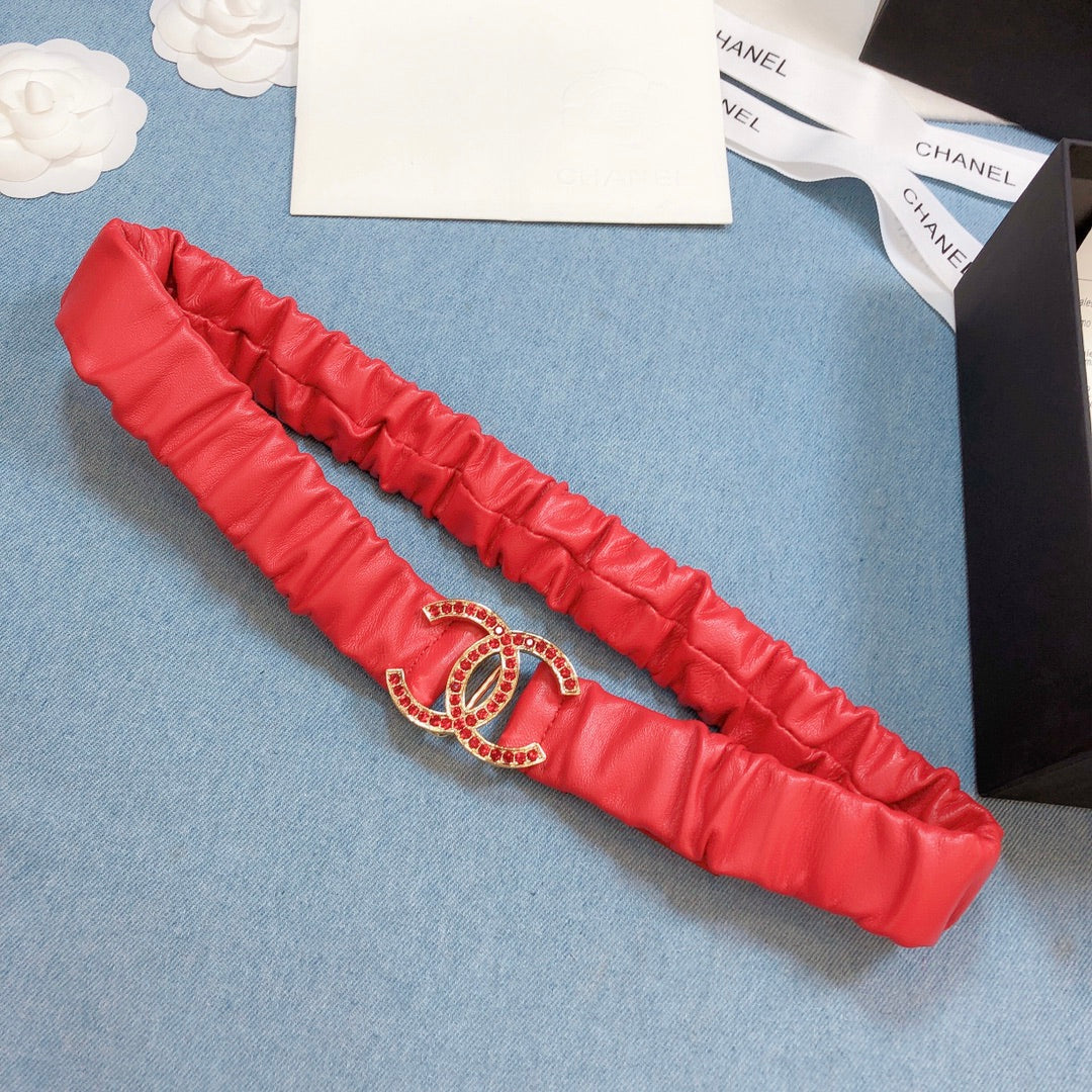 Chanel Belt With Double C Buckle Red