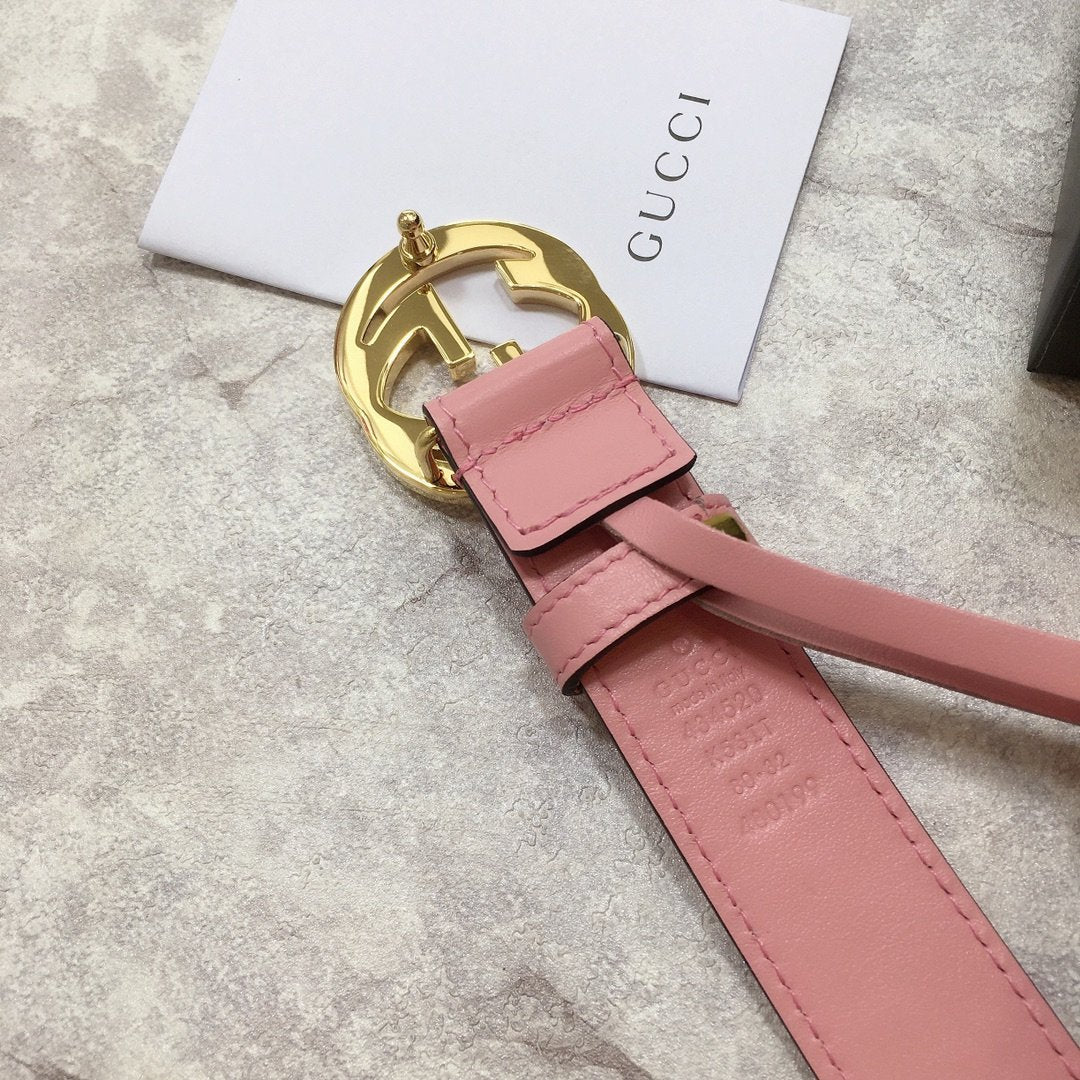 Gucci Belt With Double G Buckle Pink
