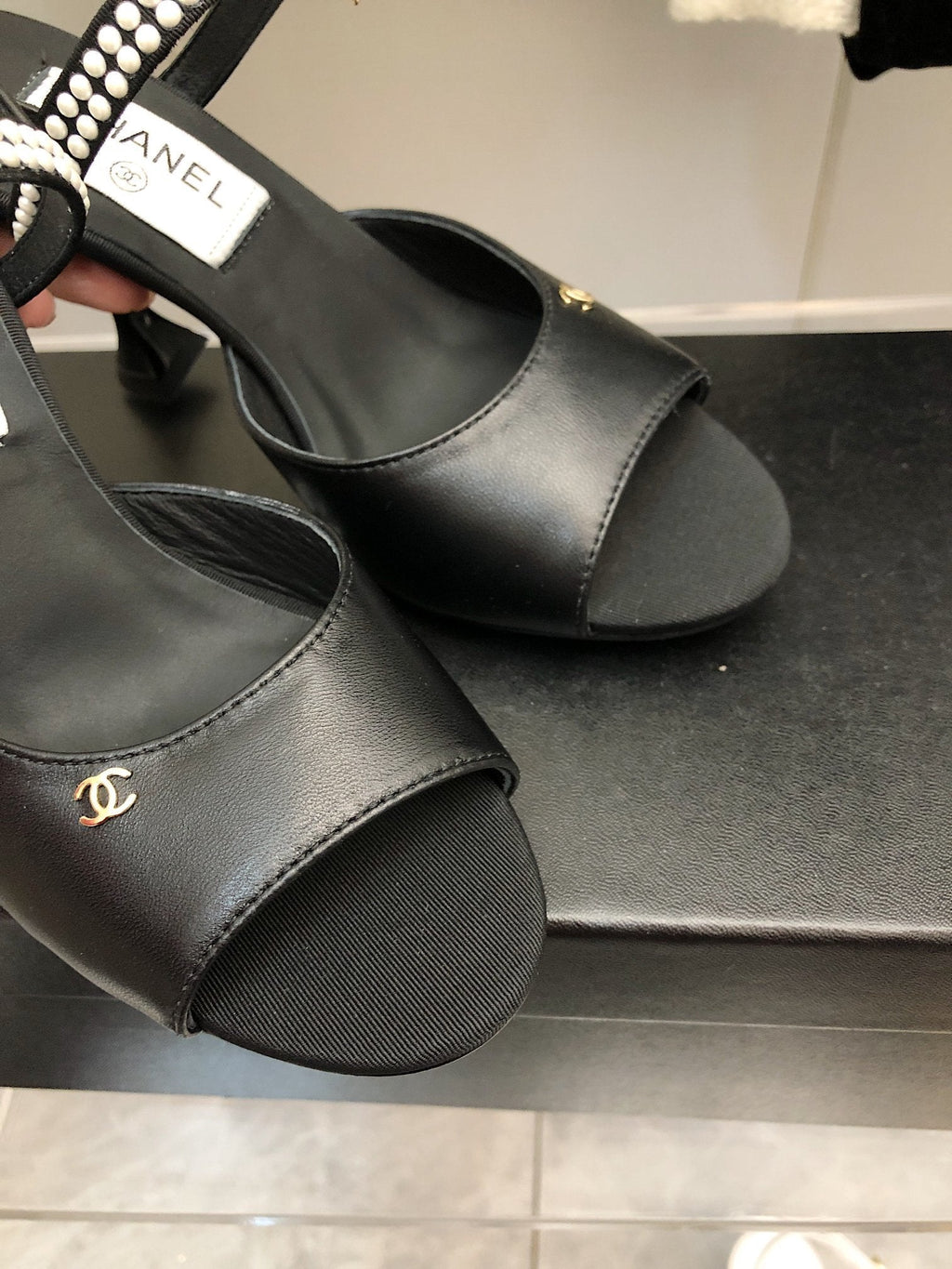 Chanel Open Shoes Black