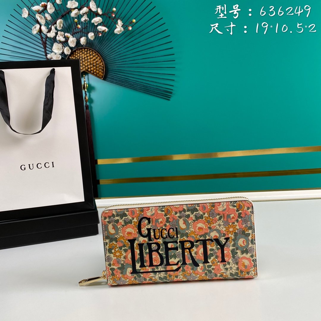 Gucci Liberty Floral Pink Zipped Wallet 19cm