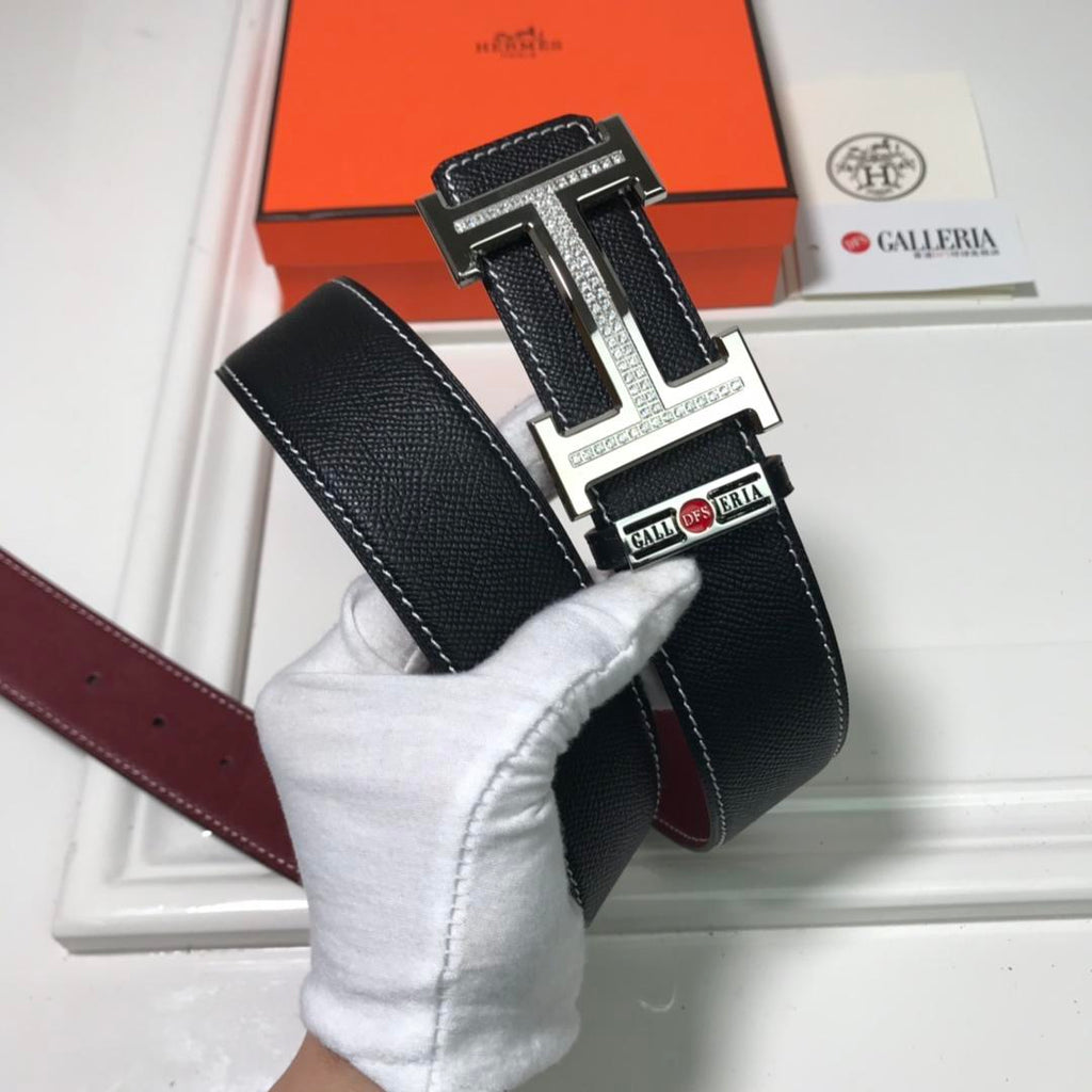 Hermes Focus Belt Buckle & Reversible Leather Strap Black