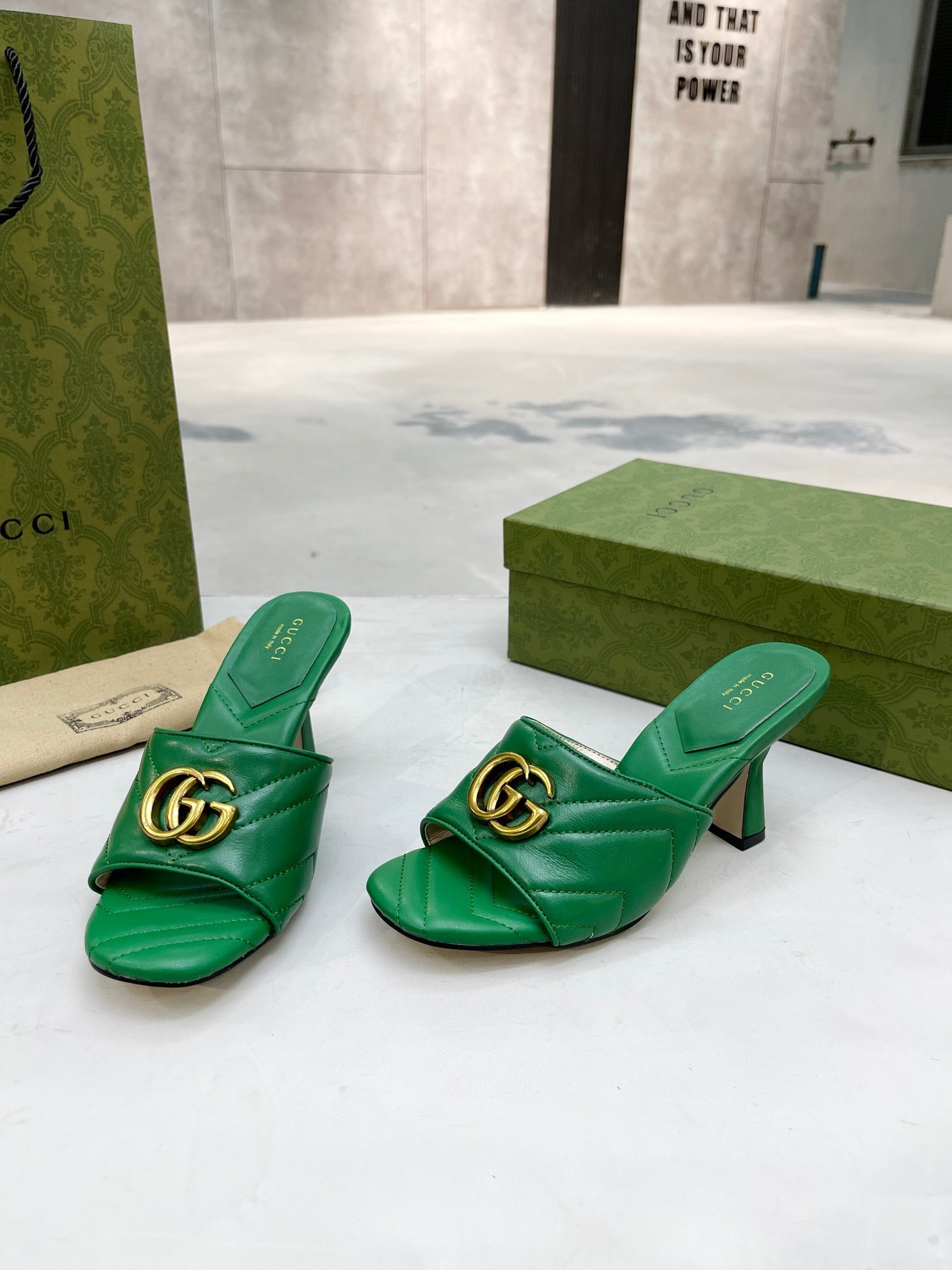 Gucci Double G Slide Sandal Green