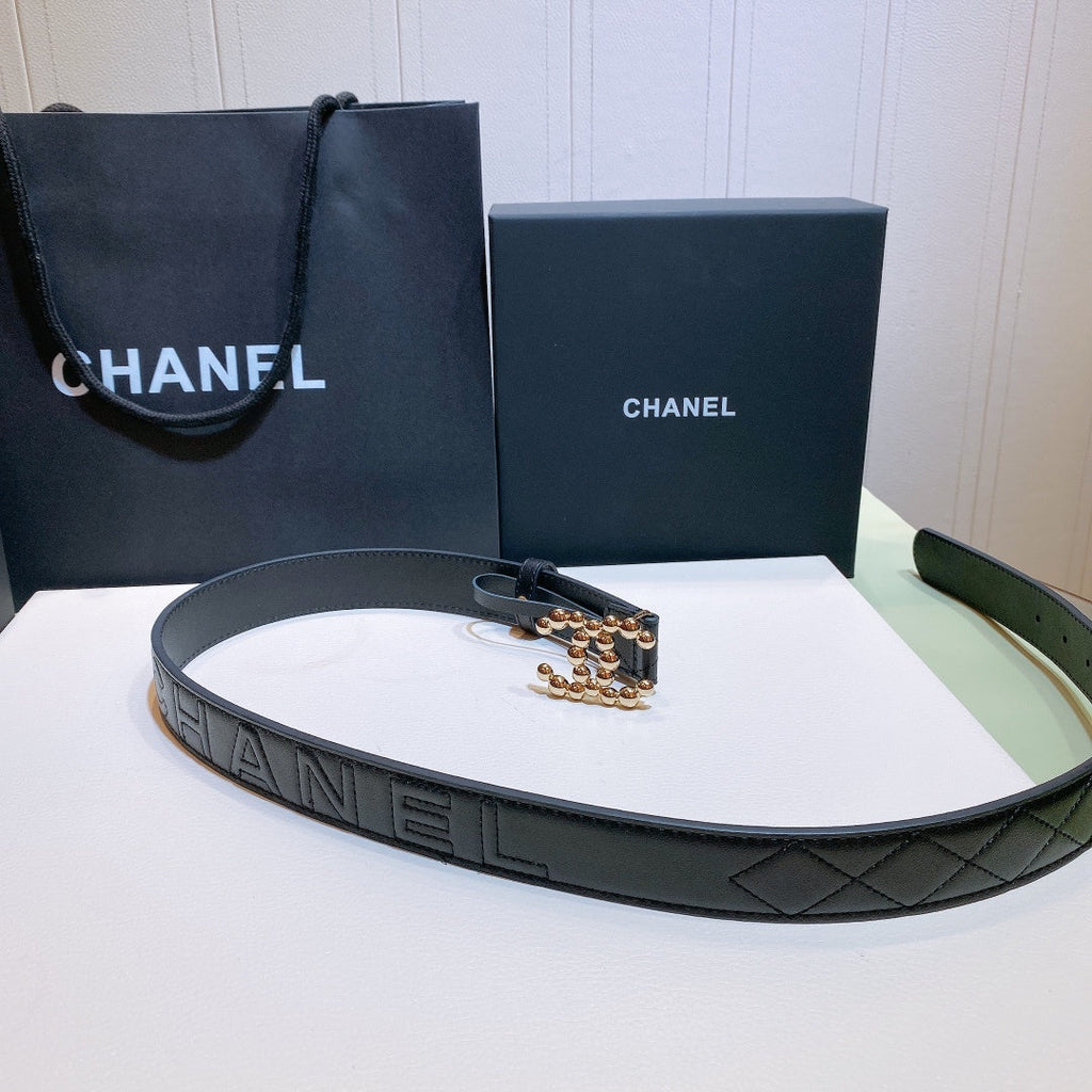 Chanel Belt With Bead Buckle Black