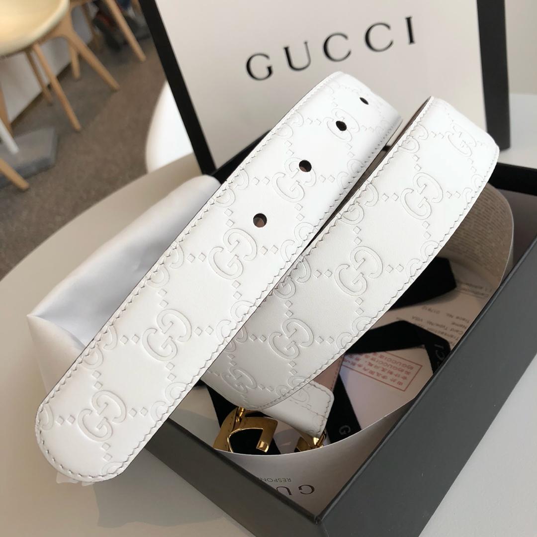 Gucci Belt With Double G Buckle White