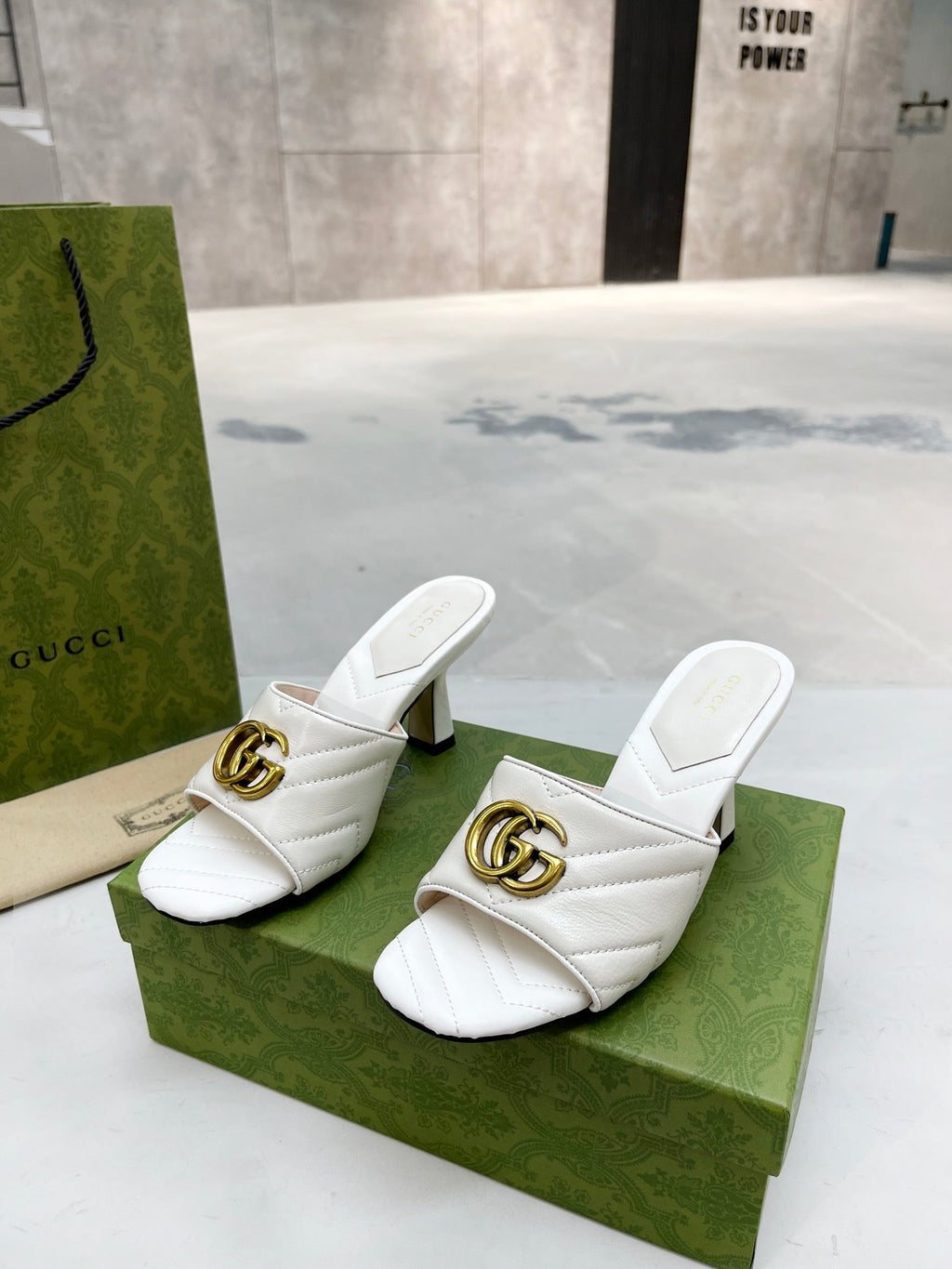 Gucci Double G Slide Sandal White