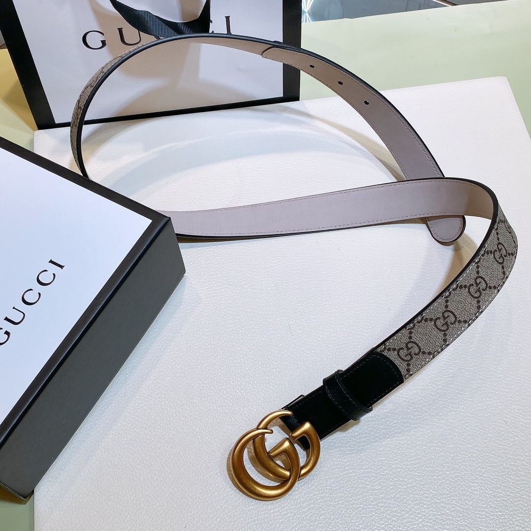 Gucci GG Thin Marmont Belt Brown