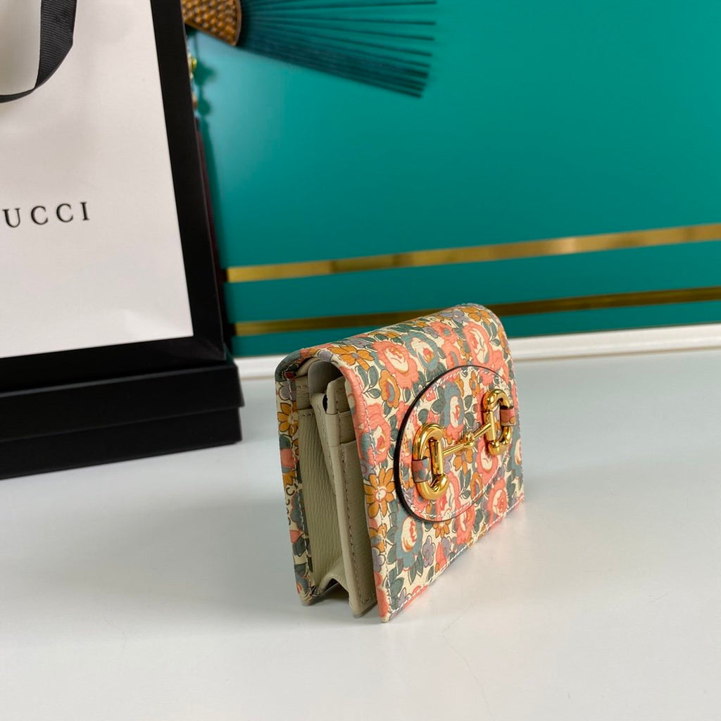 Gucci Horsebit 1955 Liberty London Pink Card Case 11cm