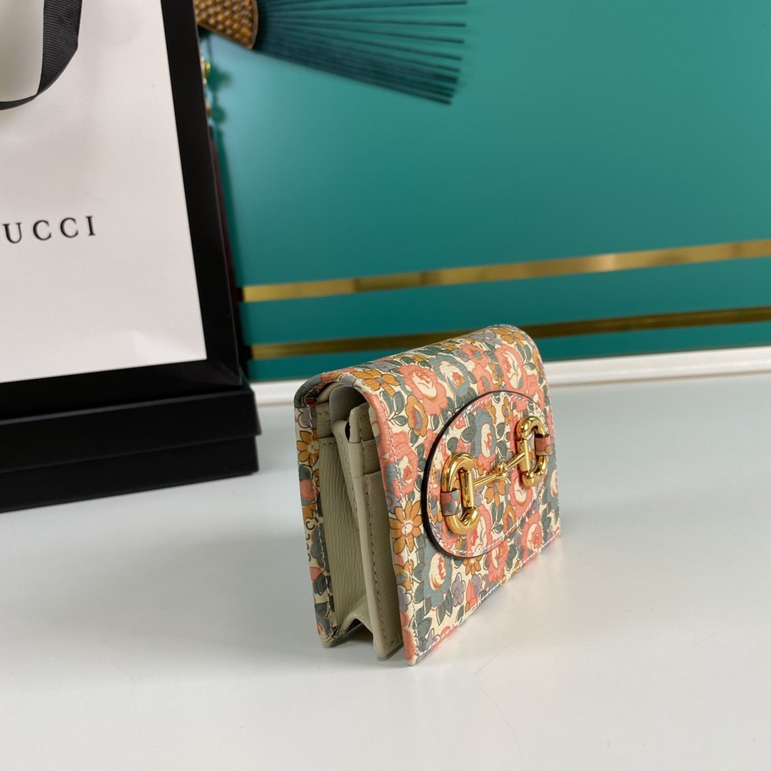 Gucci Horsebit 1955 Liberty London Pink Card Case 11cm