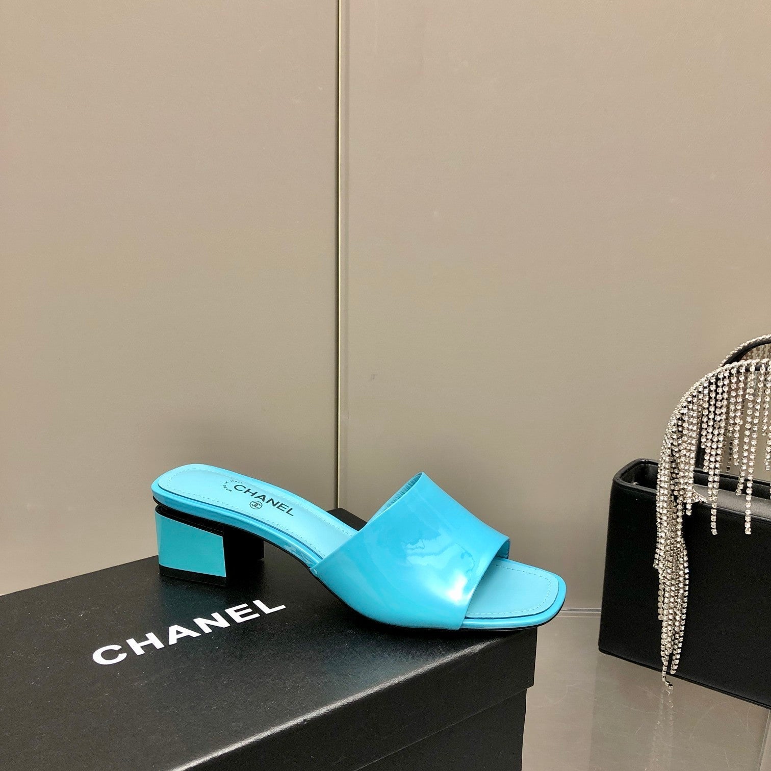 Chanel Mules Jade Light Blue