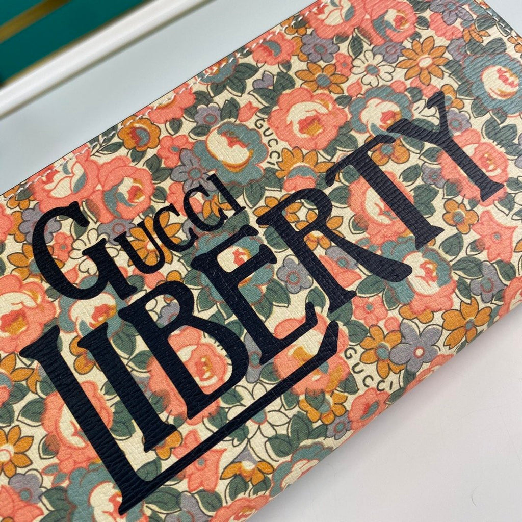 Gucci Liberty Floral Pink Zipped Wallet 19cm