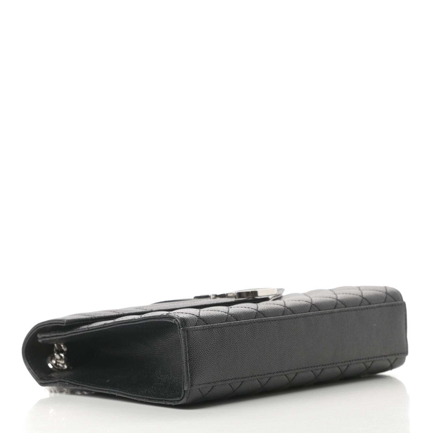 Saint Laurent Grain De Poudre Textured Mixed Matelasse Triquilt Medium Monogram Satchel Black