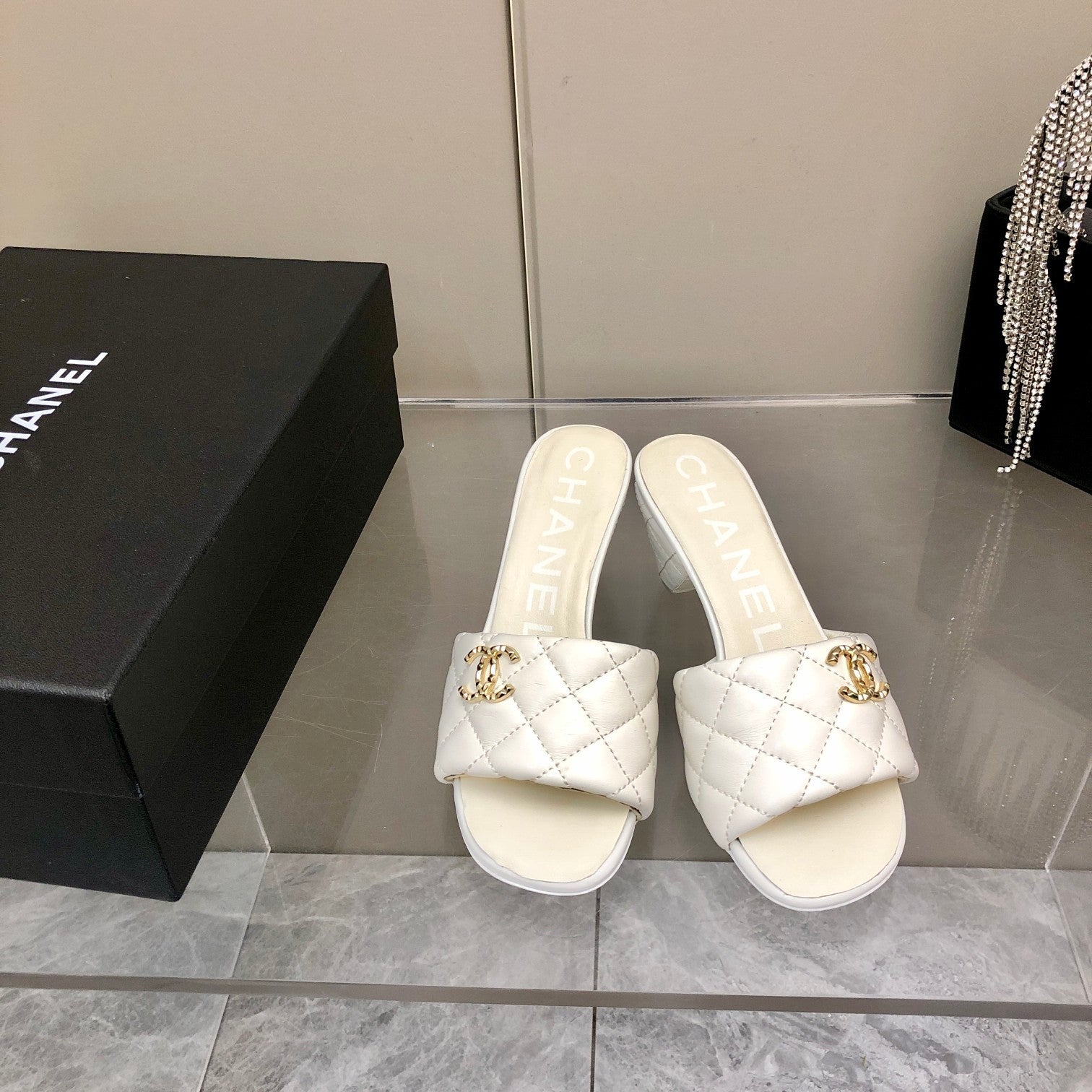 Chanel Mules White