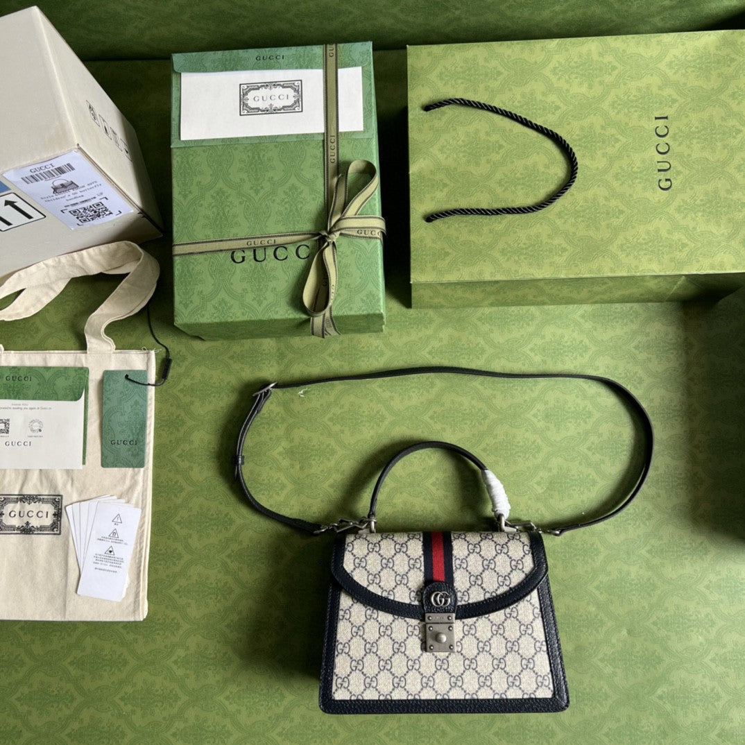 Gucci Ophidia Small Top Handle Bag 25cm Beige