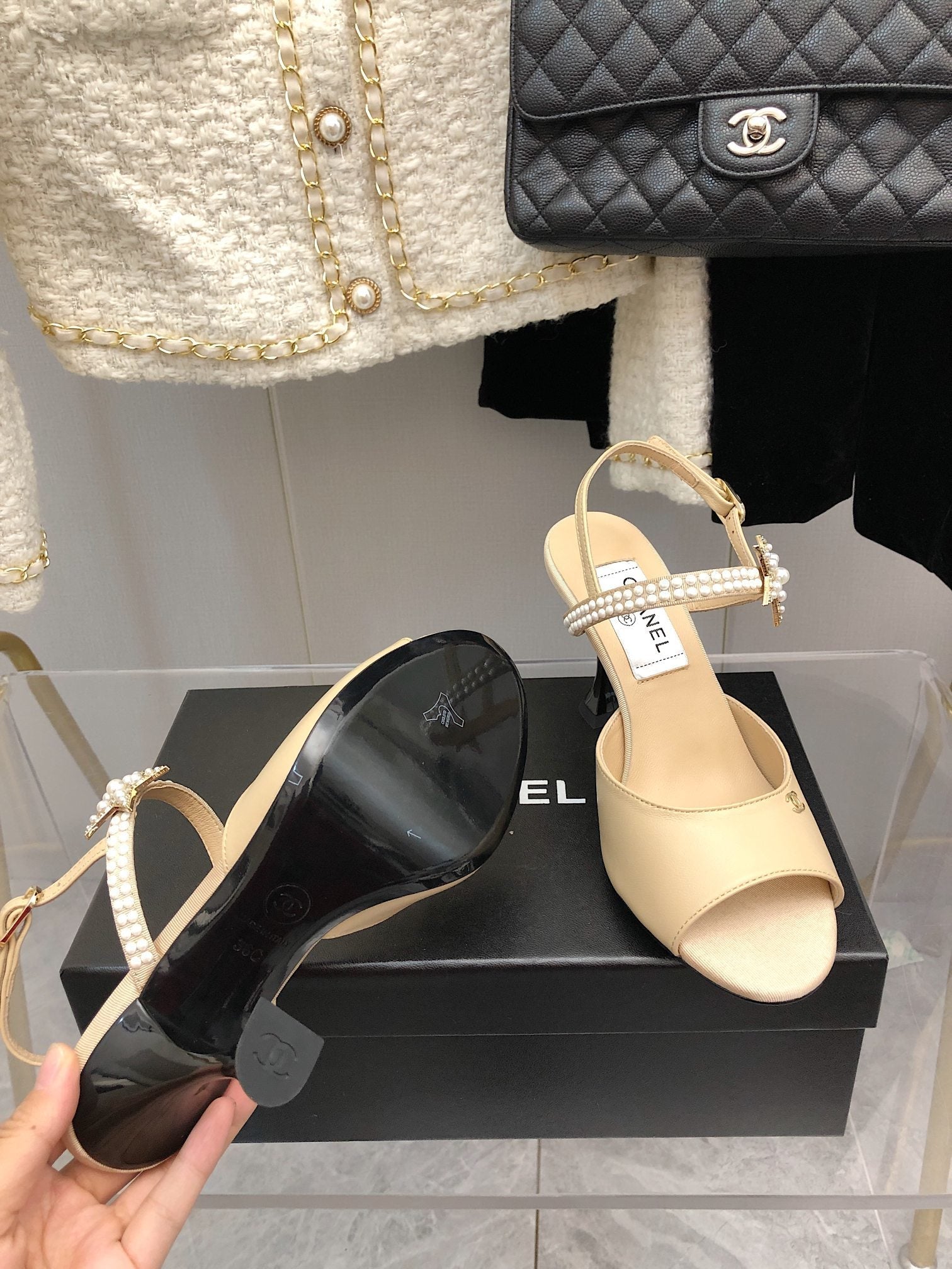 Chanel Open Shoes Beige