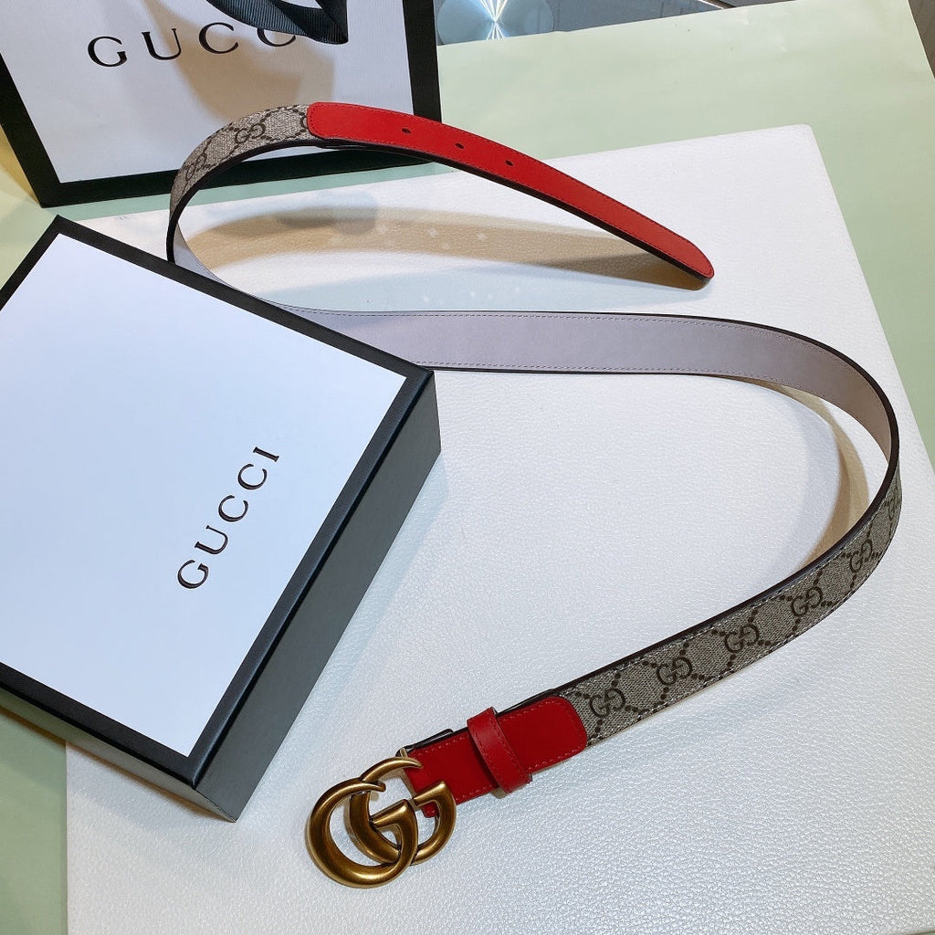 Gucci GG Thin Marmont Belt Brown