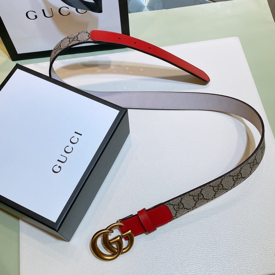 Gucci GG Thin Marmont Belt Brown