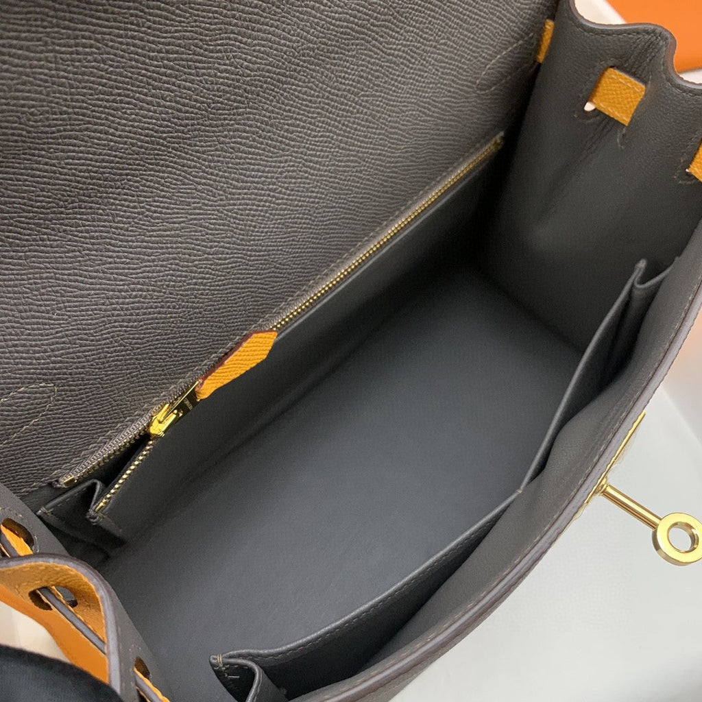 Hermes Kelly 28 Togo Gold Hardware Dark Brown