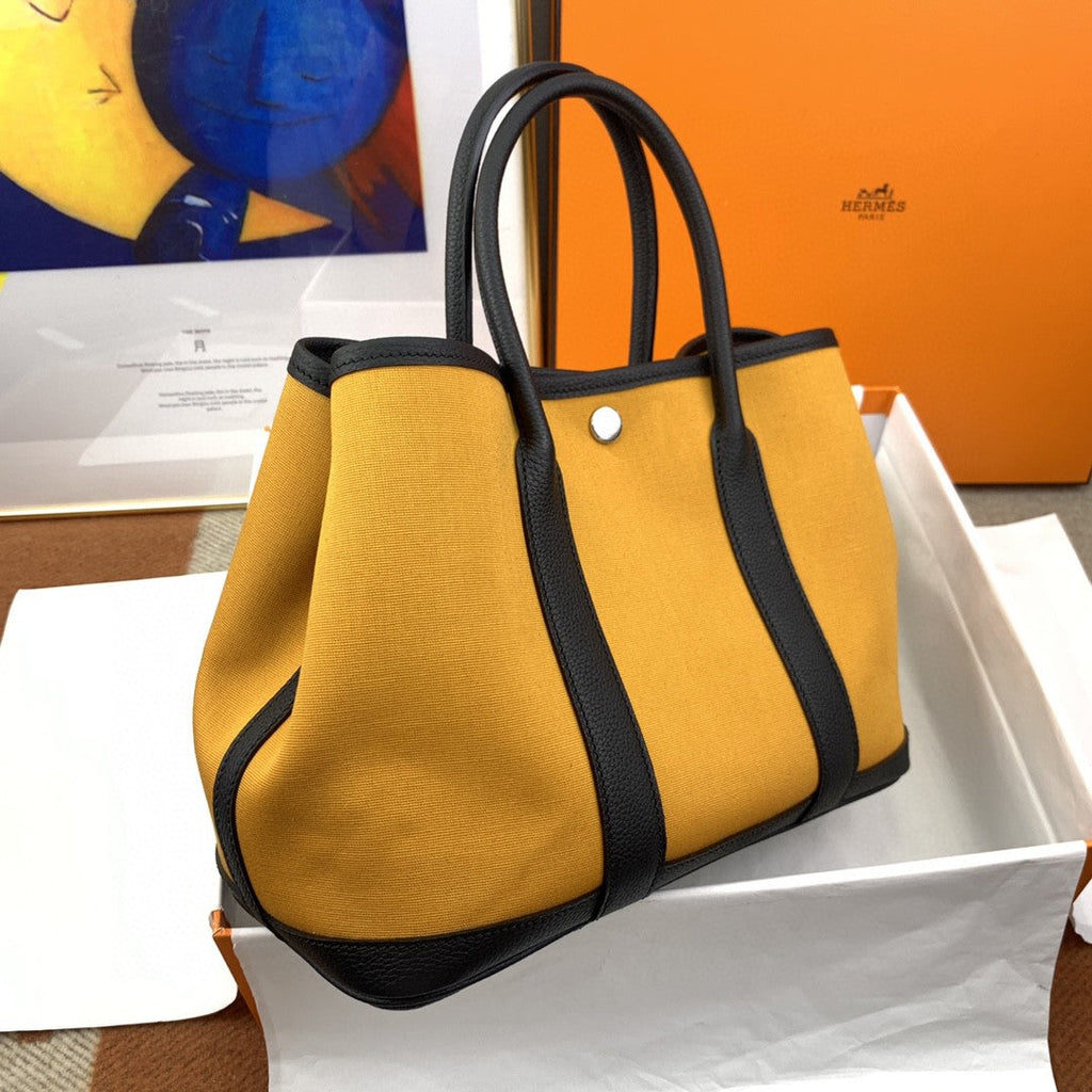 Hermes Canvas Garden Party 36cm Bag Yellow