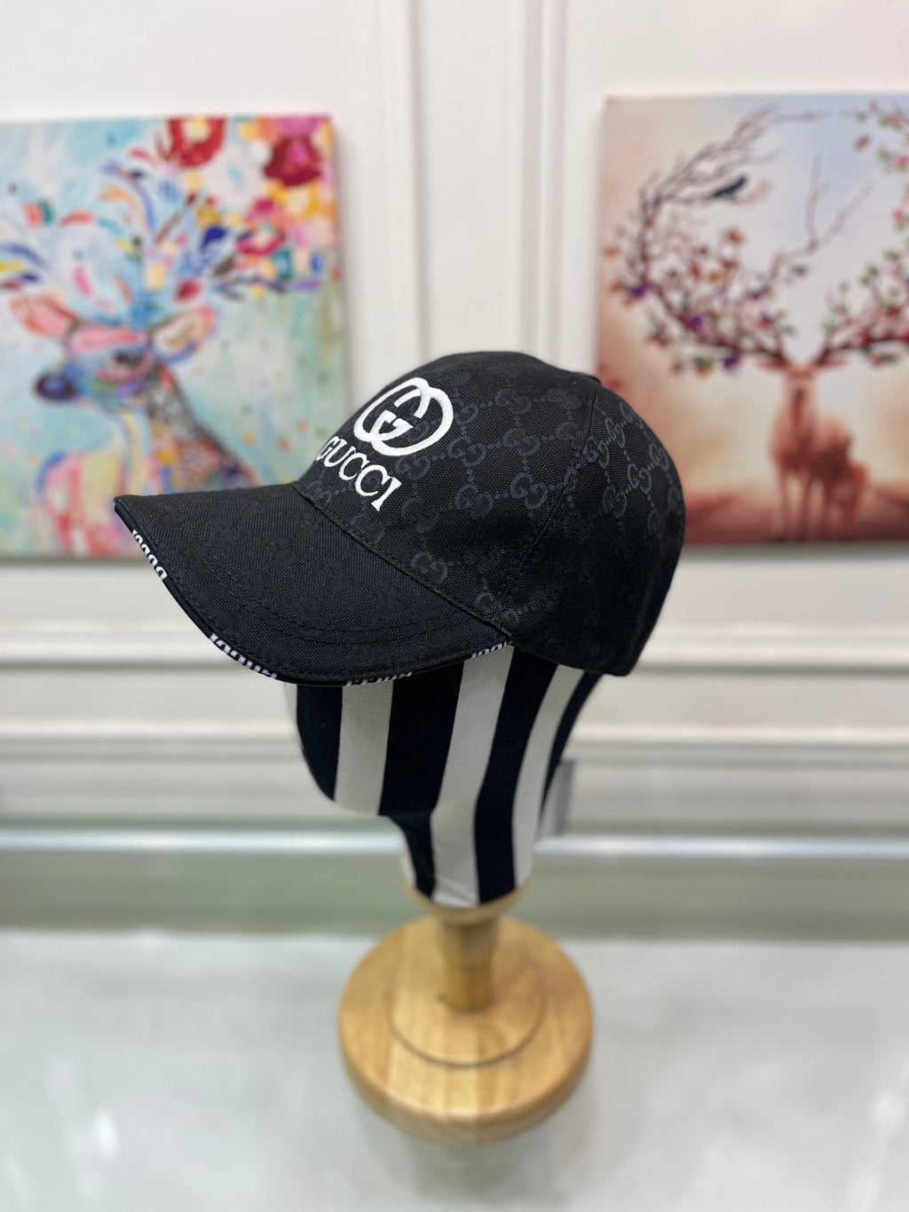 Gucci Canvas Baseball Cap with Web Black