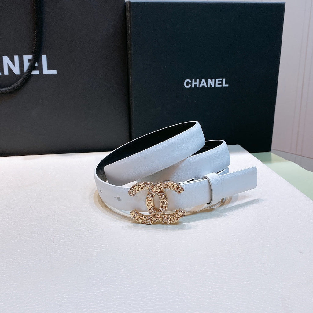 Chanel Belt With Beaded Buckle White