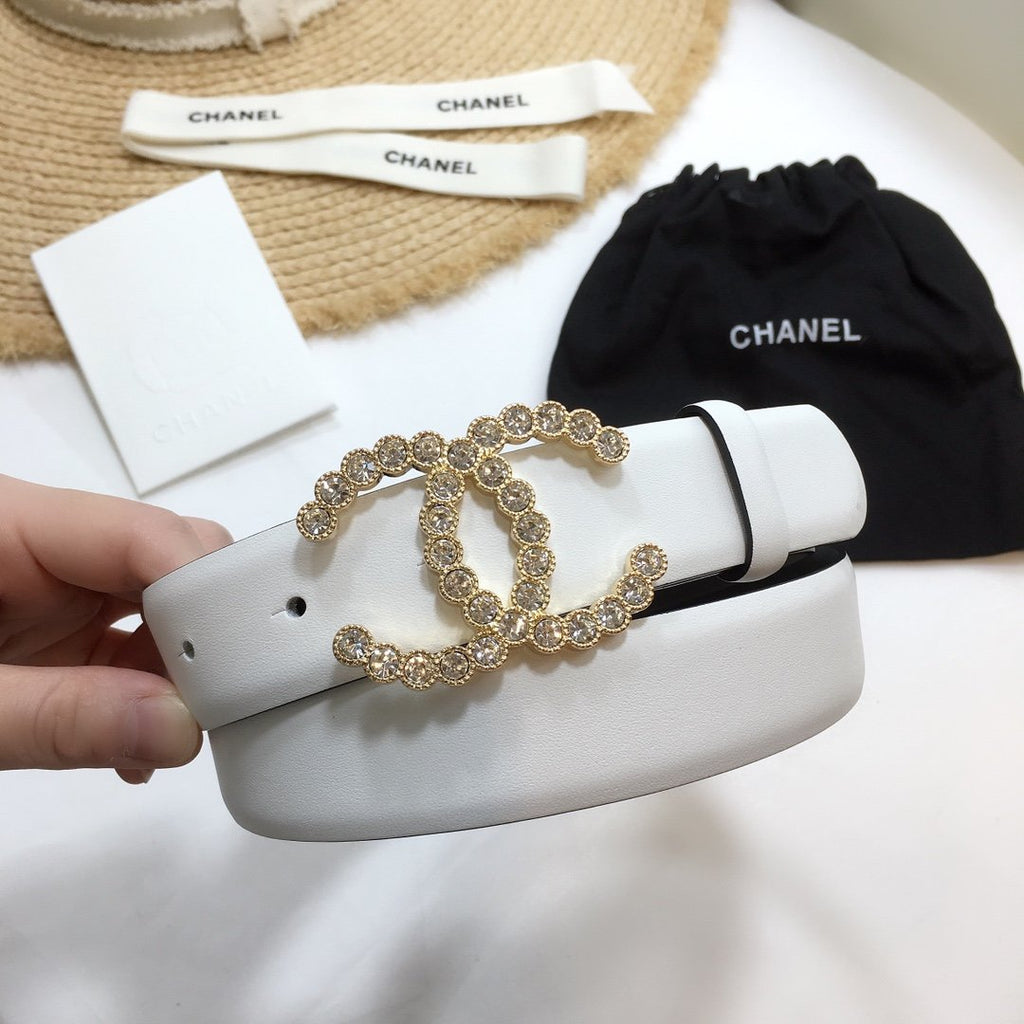 Chanel Belt With Beaded Buckle White