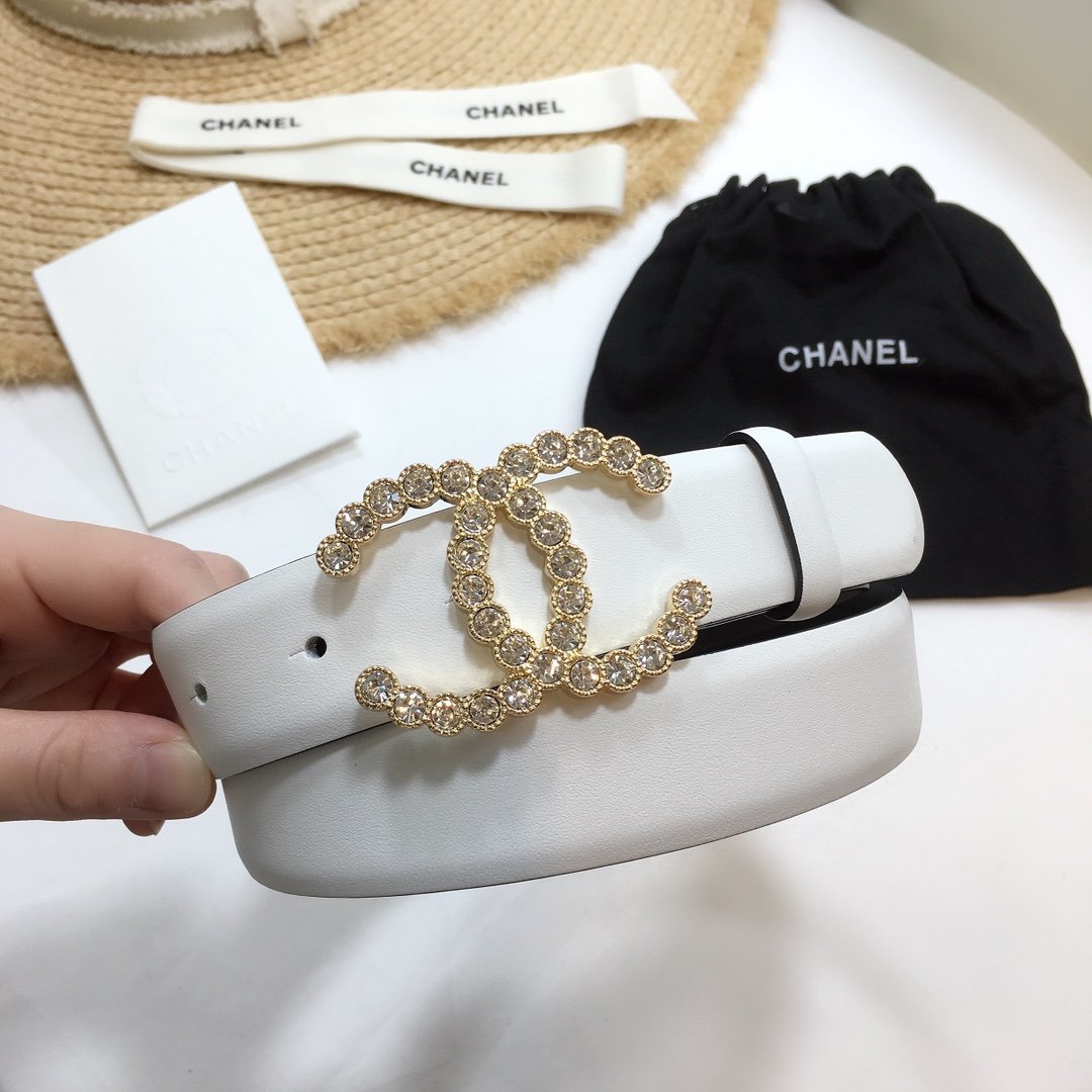 Chanel Belt With Beaded Buckle White