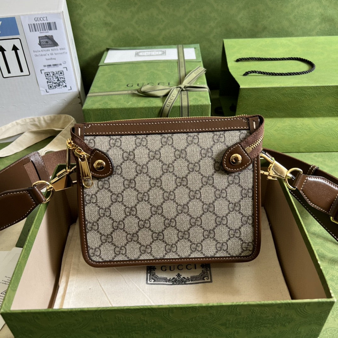 Gucci Messenger Bag With Interlocking G 21cm Brown