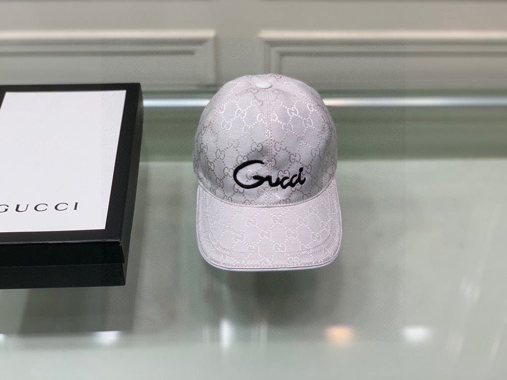 Gucci Canvas Baseball Cap with Web White
