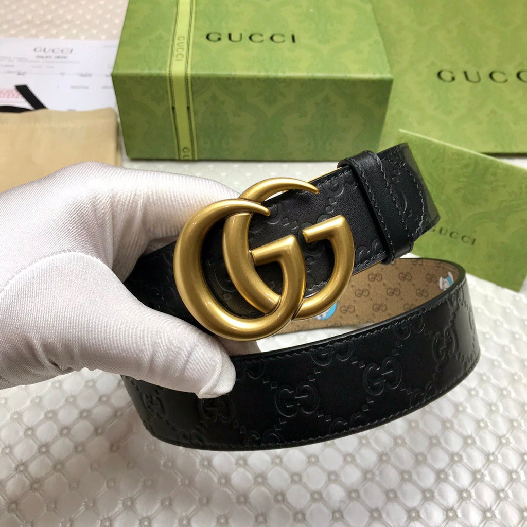Gucci Belt With Double G Buckle Doreamon Black