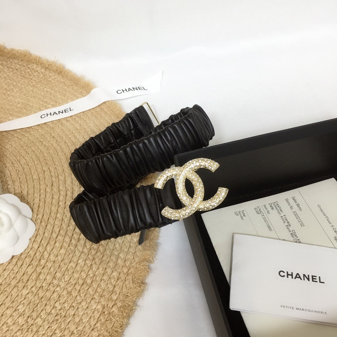 Chanel Belt With Beaded Buckle Black