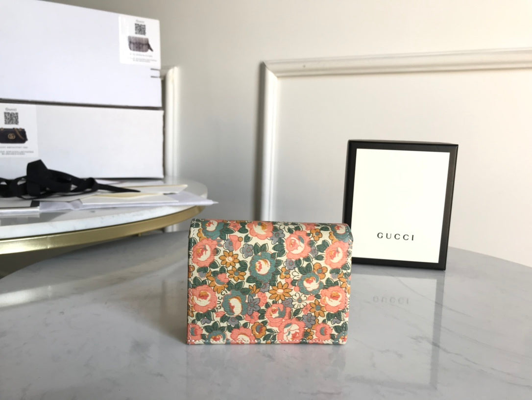Gucci Horsebit 1955 Flora Card Case Wallet 11cm
