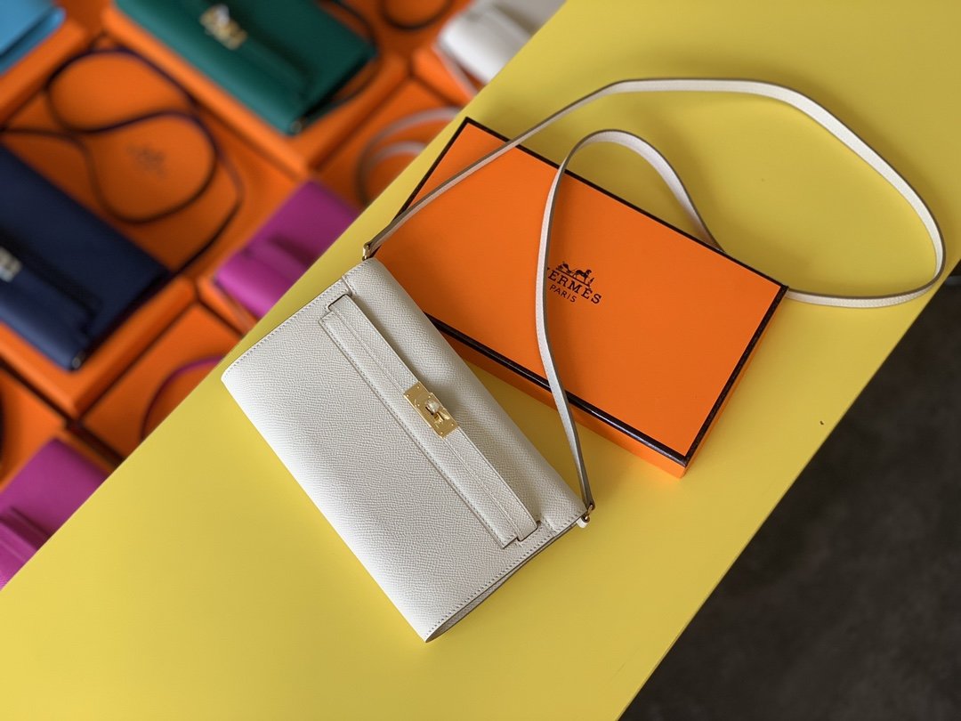 Hermes Kelly Togo Woc Crossbody Bag 21cm White