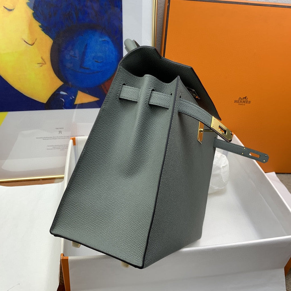 Hermes Kelly 28 Togo Gold Hardware Dark Grey