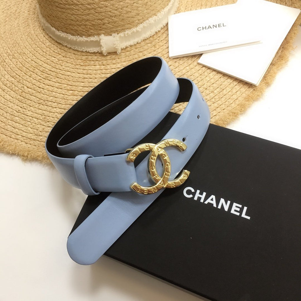 Chanel Belt With Double C Buckle Blue