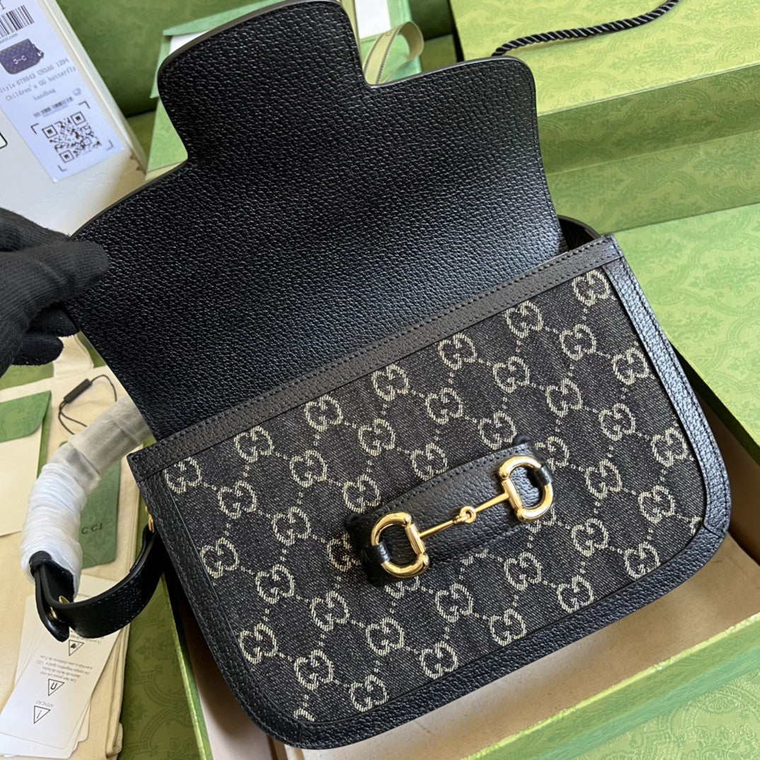 Gucci Horsebit 1955 Shoulder Bag 25cm 602204 Black