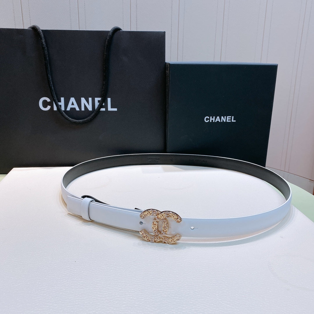 Chanel Belt With Beaded Buckle White