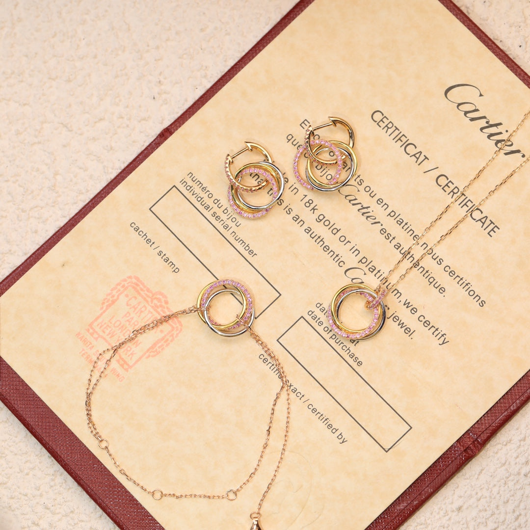 Set Of Three Catier Necklace Bracelet And Earings