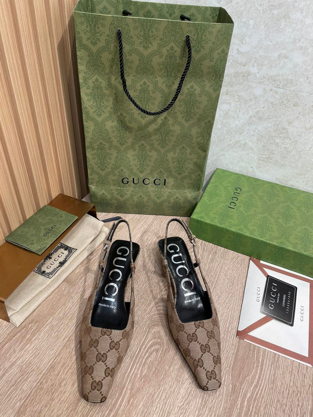 Gucci Slingback Pumps Brown