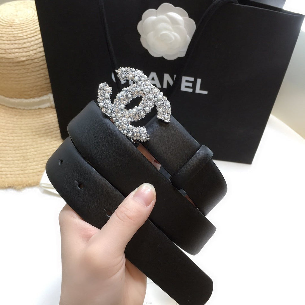 Chanel Belt With Beaded Buckle Black